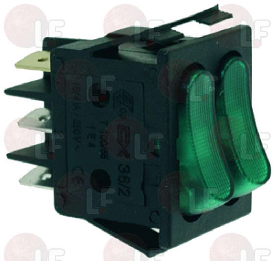 GREEN DOUBLE SWITCH 16A 250V